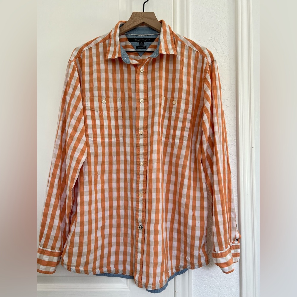 Tommy Hilfiger Men’s Button Down Long Sleeve Crinkled Cotton Shirt | XL